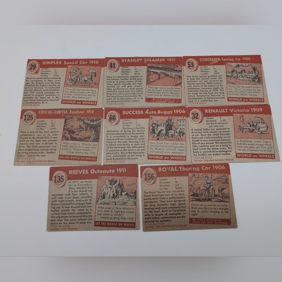 1954 Topps Car Cards 8 Studebaker Stanley Reeves Stevens Royal Simplex Renault + - Picture 2 of 2